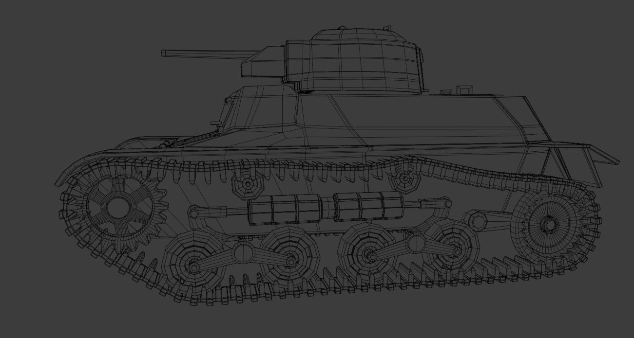Type 97 Te-Ke tankette Low-poly 3D model_8