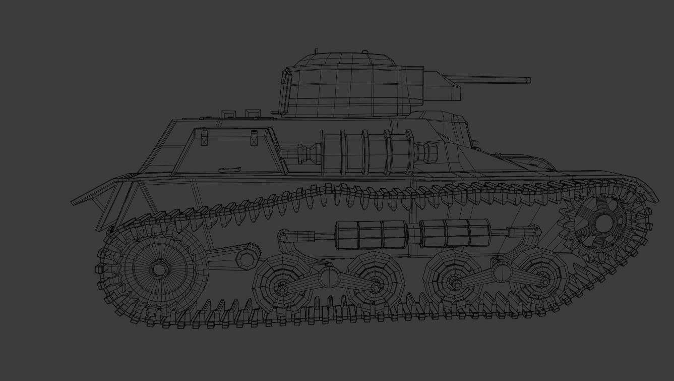 Type 97 Te-Ke tankette Low-poly 3D model_13