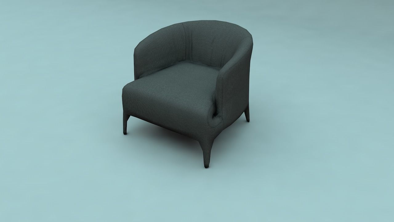Arm Chair  Low-poly 3D model_2