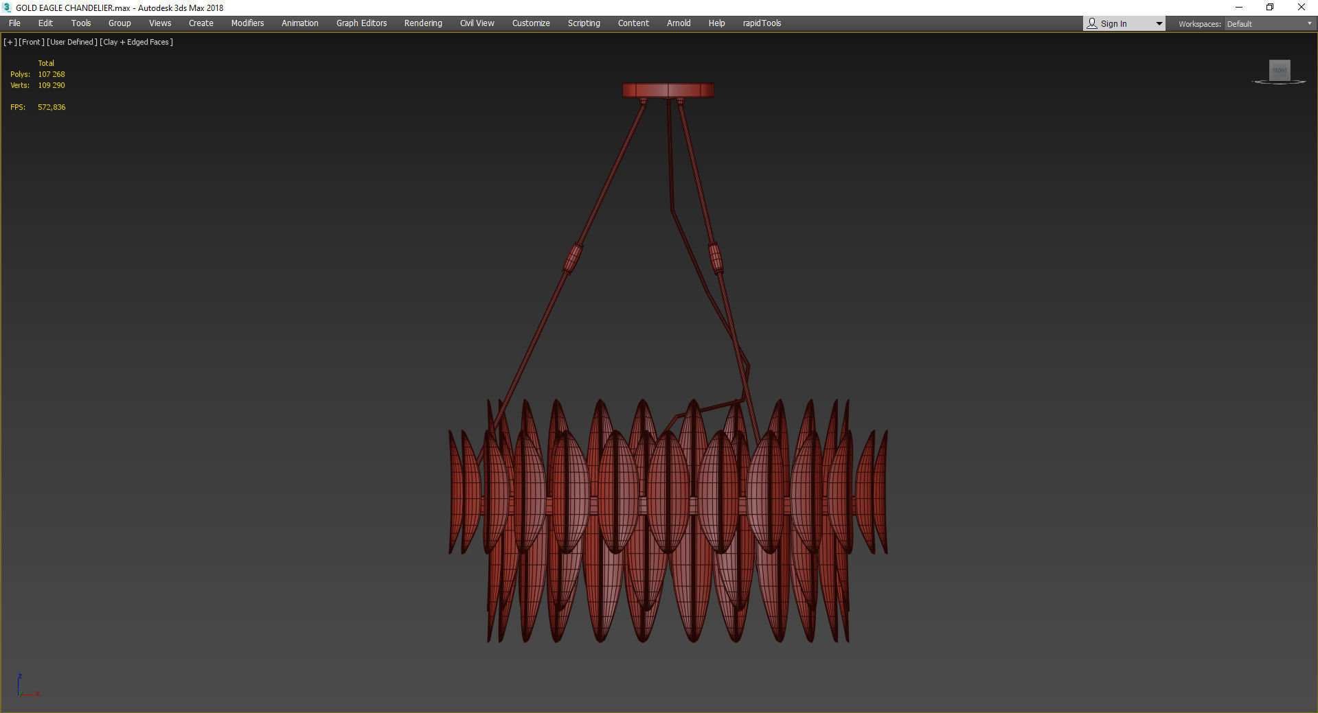 GOLD EAGLE CHANDELIER Low-poly 3D model_3