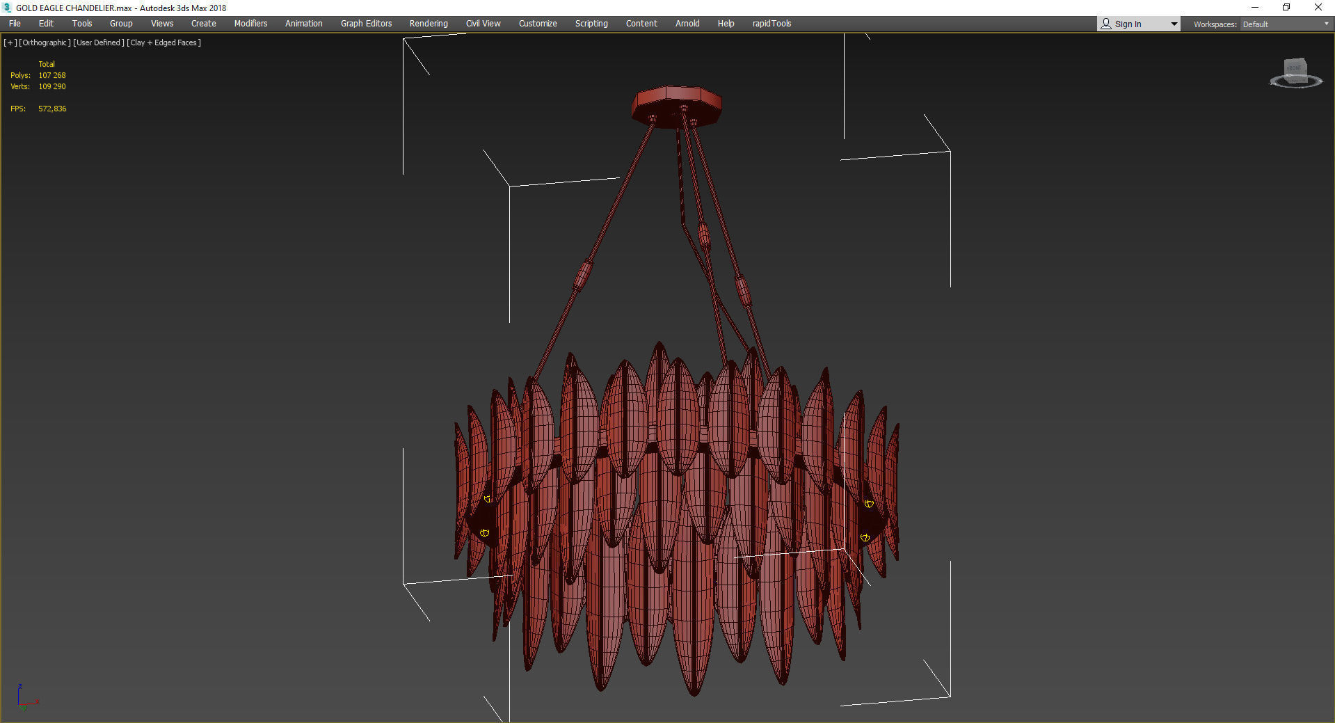 GOLD EAGLE CHANDELIER Low-poly 3D model_4