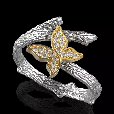 butterfly ring Silver Gold Print 3D print model