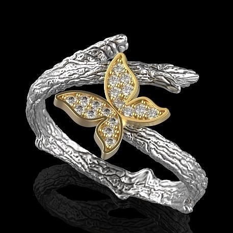 butterfly ring Silver Gold  Print 3D print model