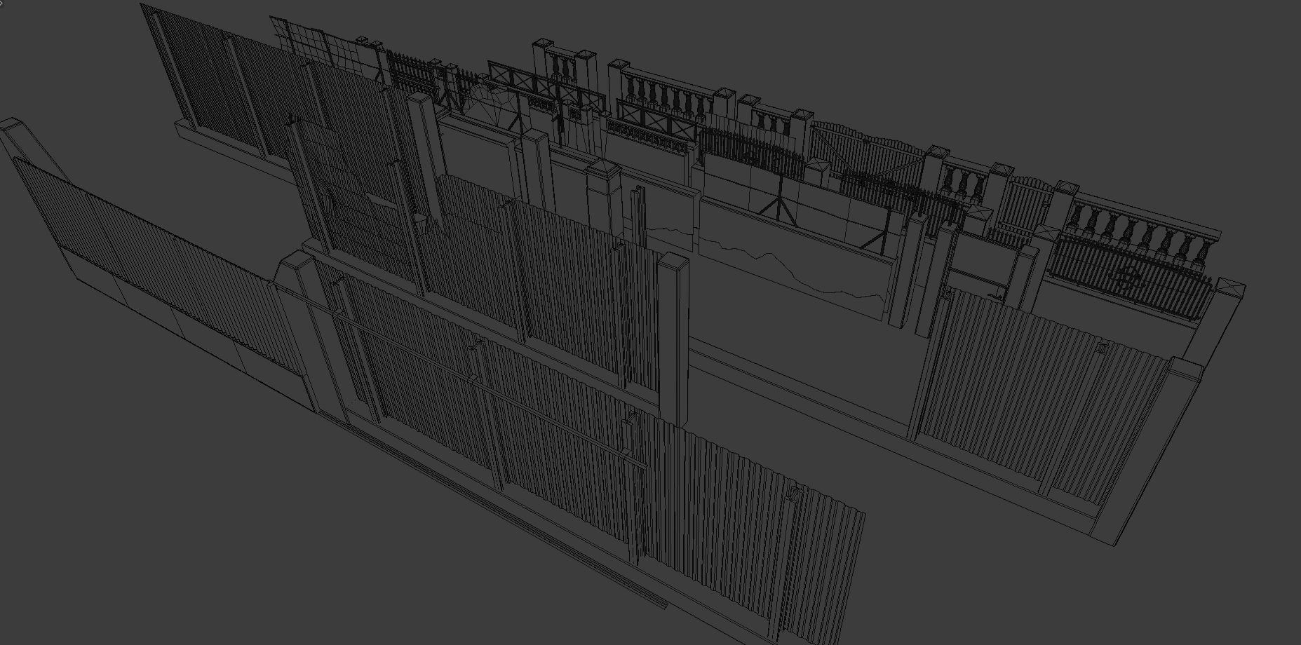 Low poly Fences and Walls small asset pack Low-poly 3D model_19
