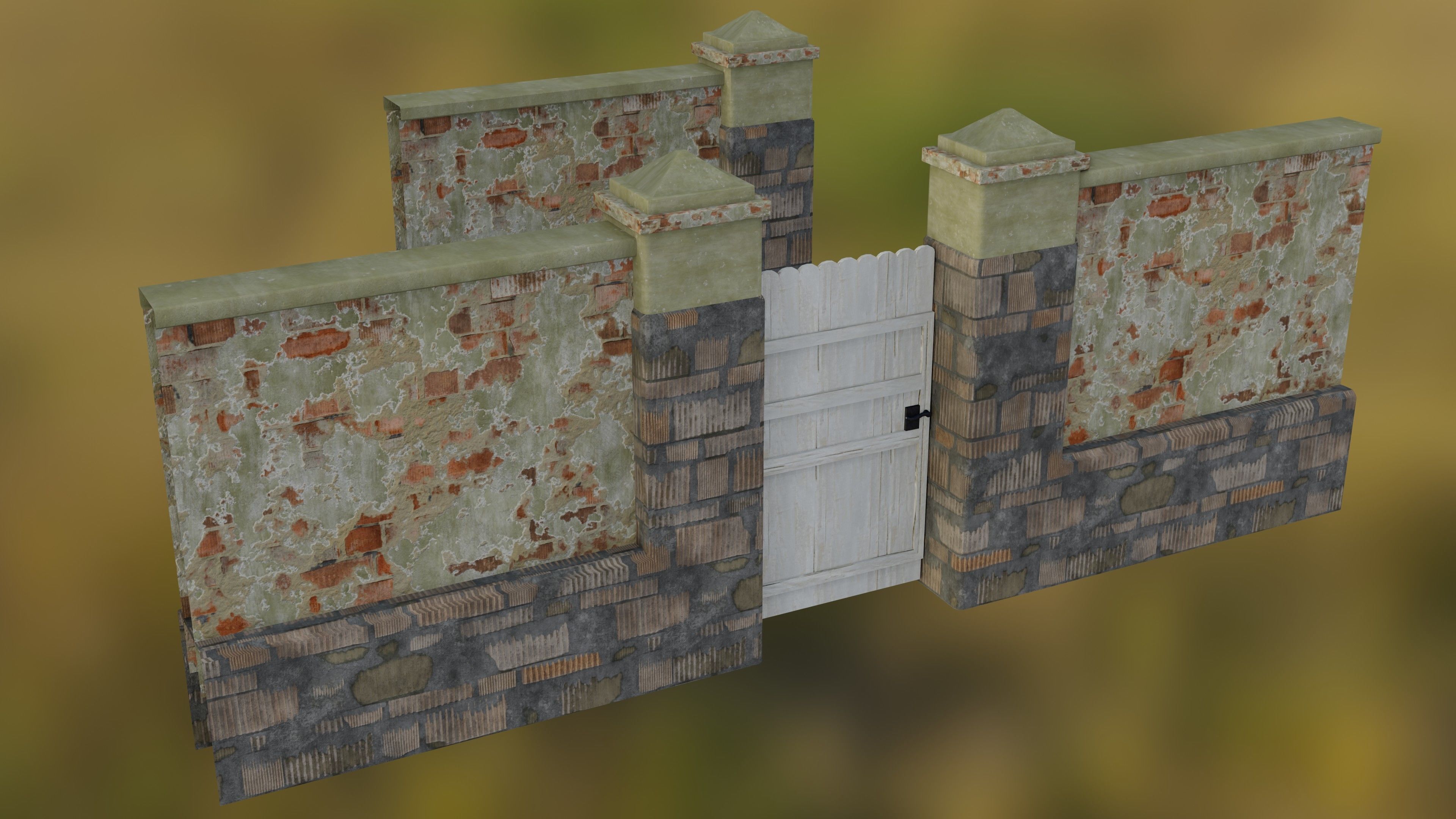 Low poly Fences and Walls small asset pack Low-poly 3D model_14
