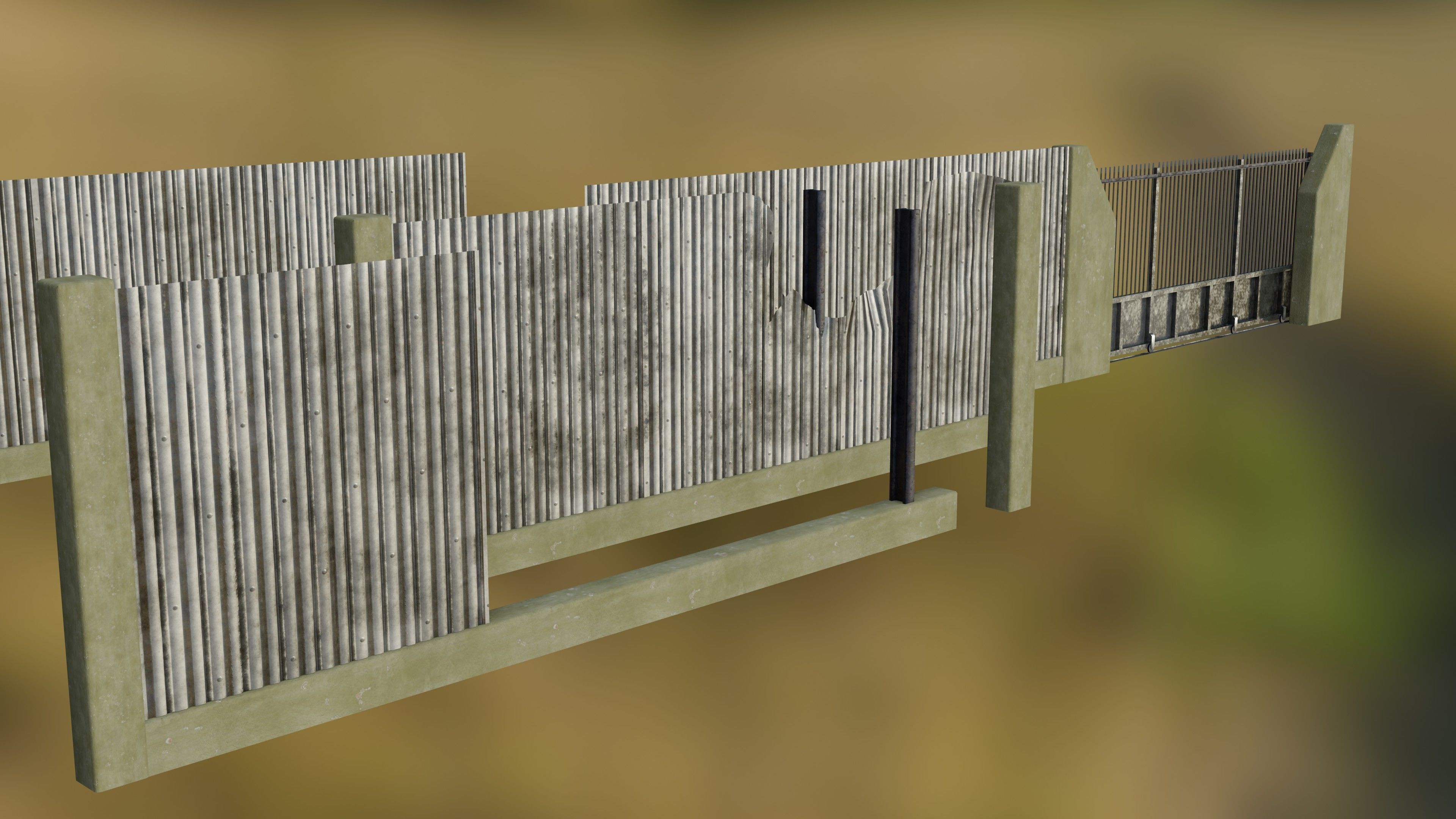 Low poly Fences and Walls small asset pack Low-poly 3D model_6