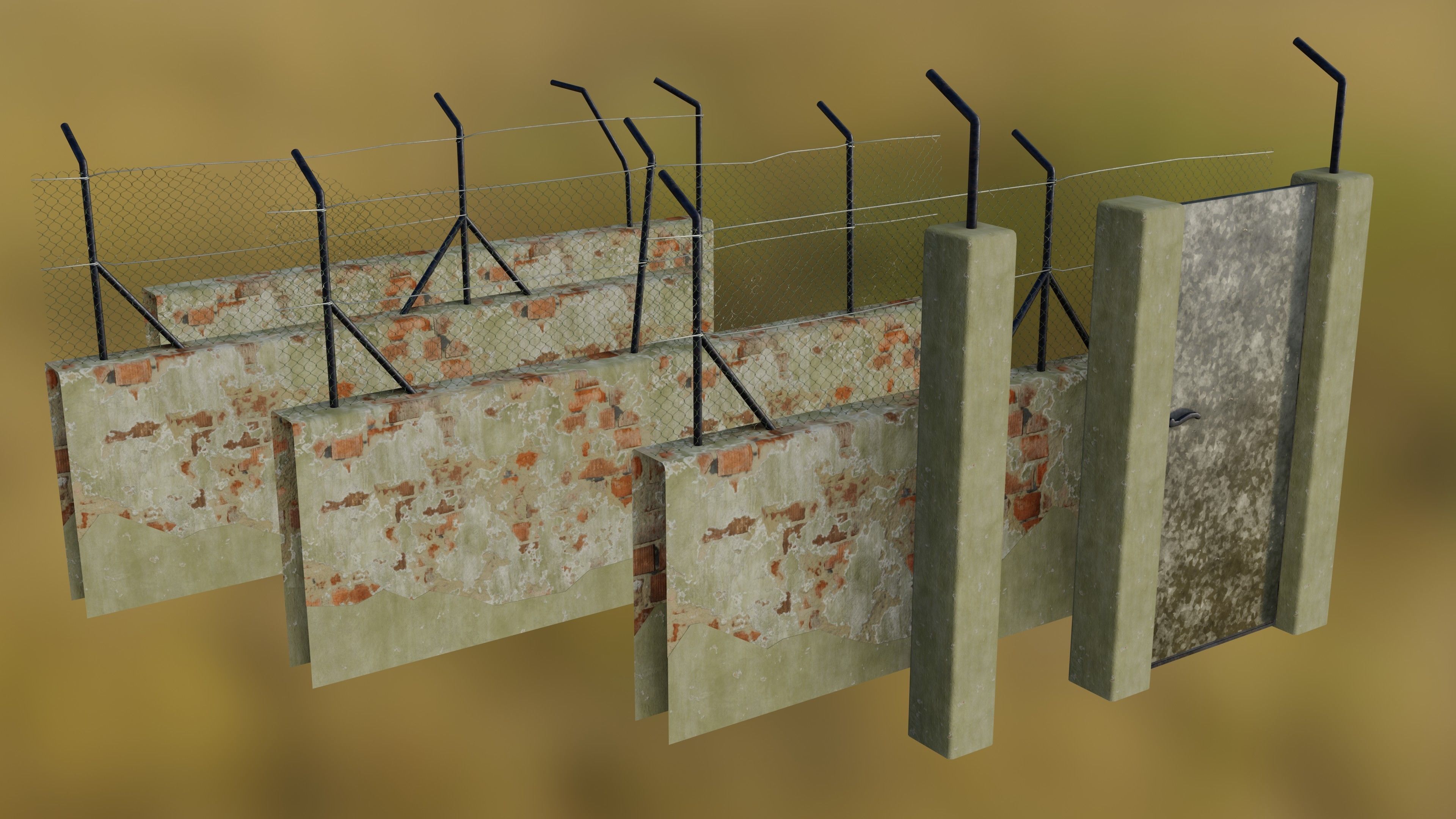 Low poly Fences and Walls small asset pack Low-poly 3D model_7