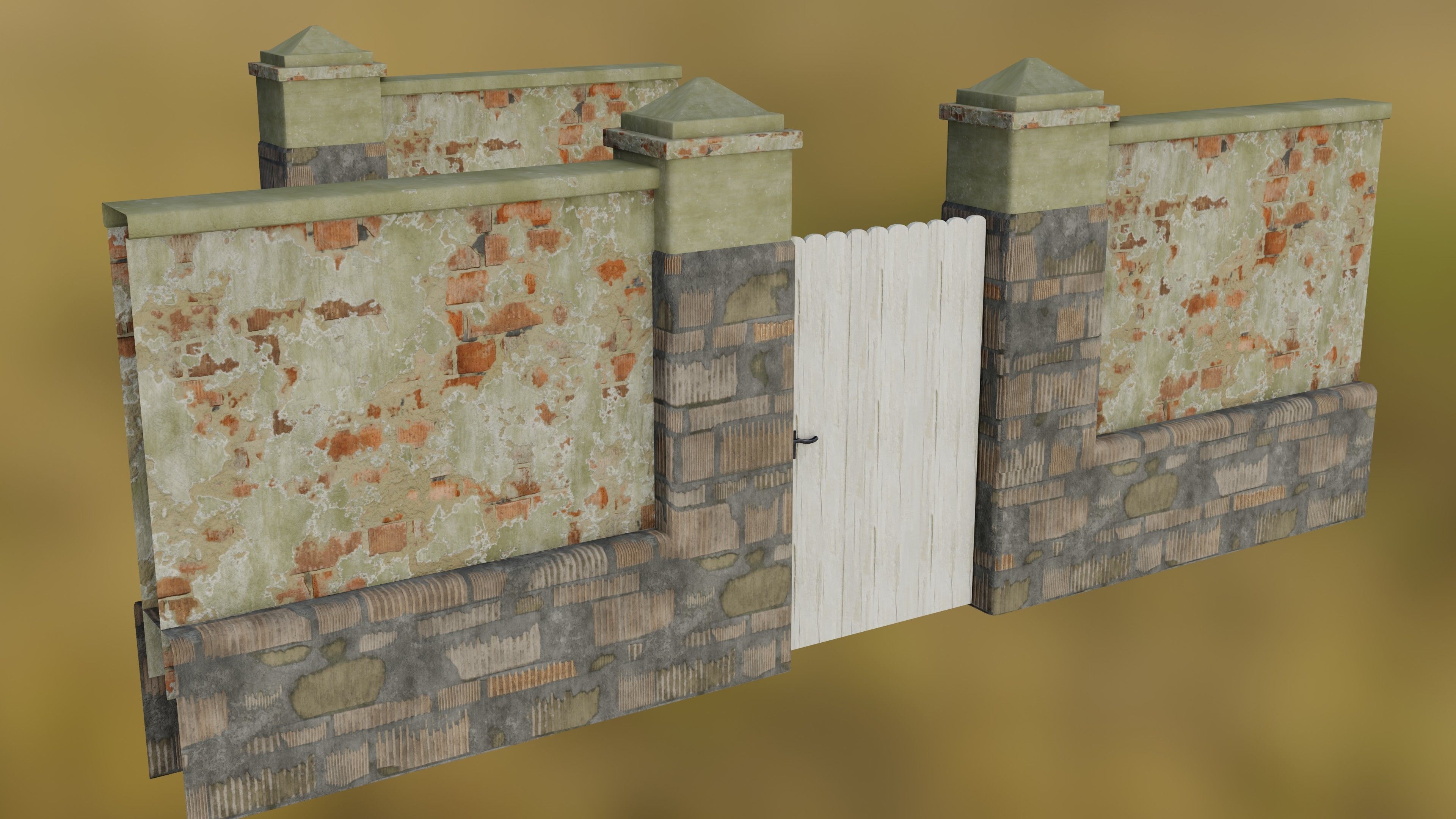 Low poly Fences and Walls small asset pack Low-poly 3D model_15