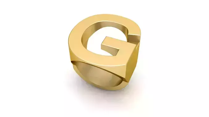 G Letter  Plain Gold Ring 