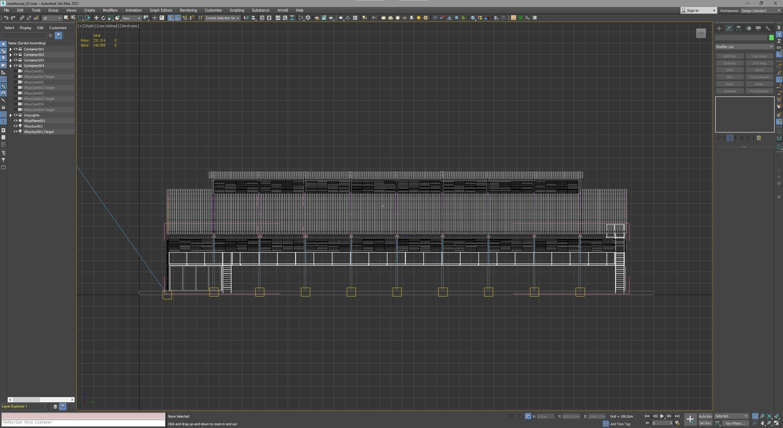 Curved Roof Warehouse Low-poly 3D model_5