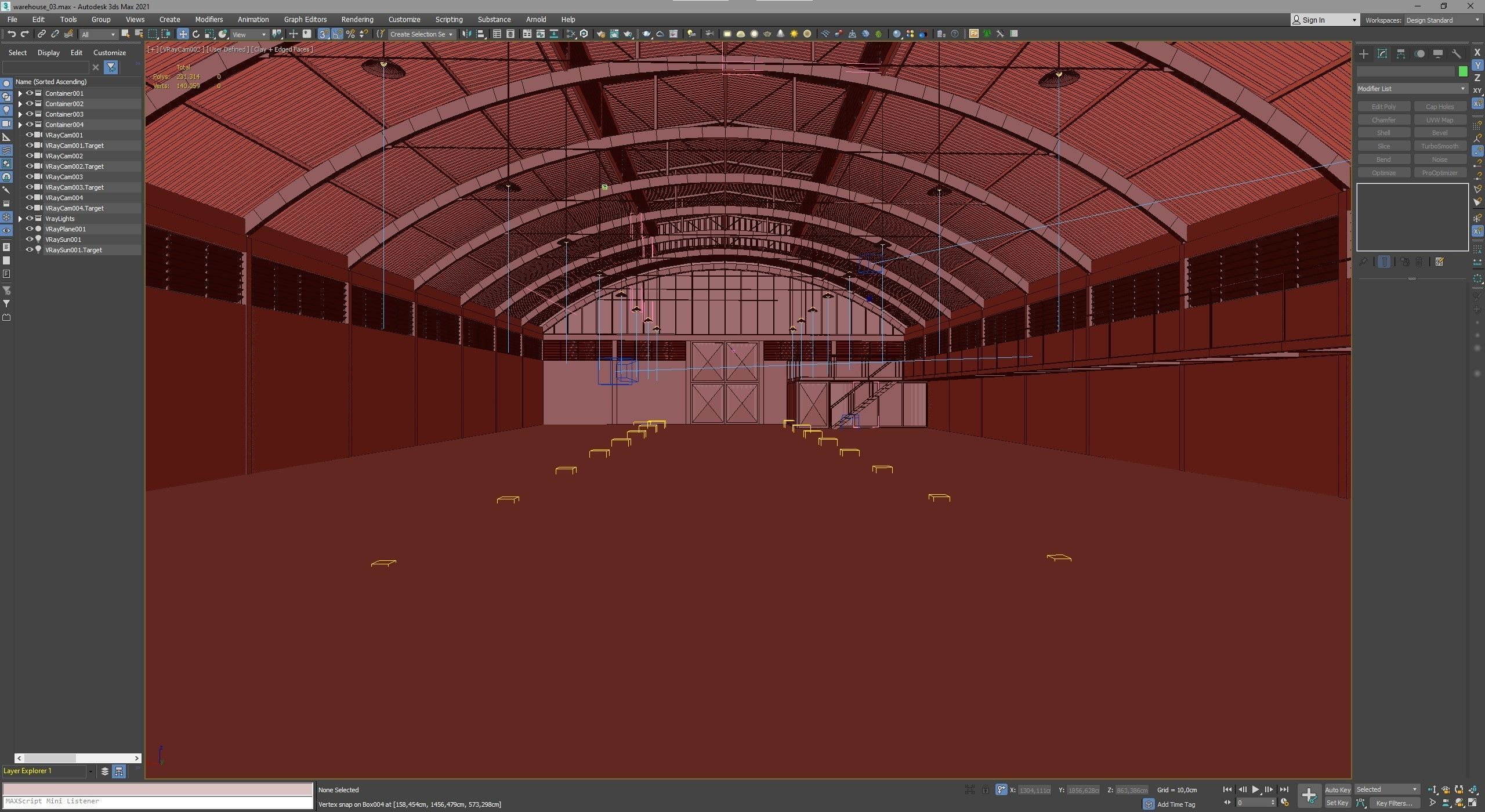 Curved Roof Warehouse Low-poly 3D model_4