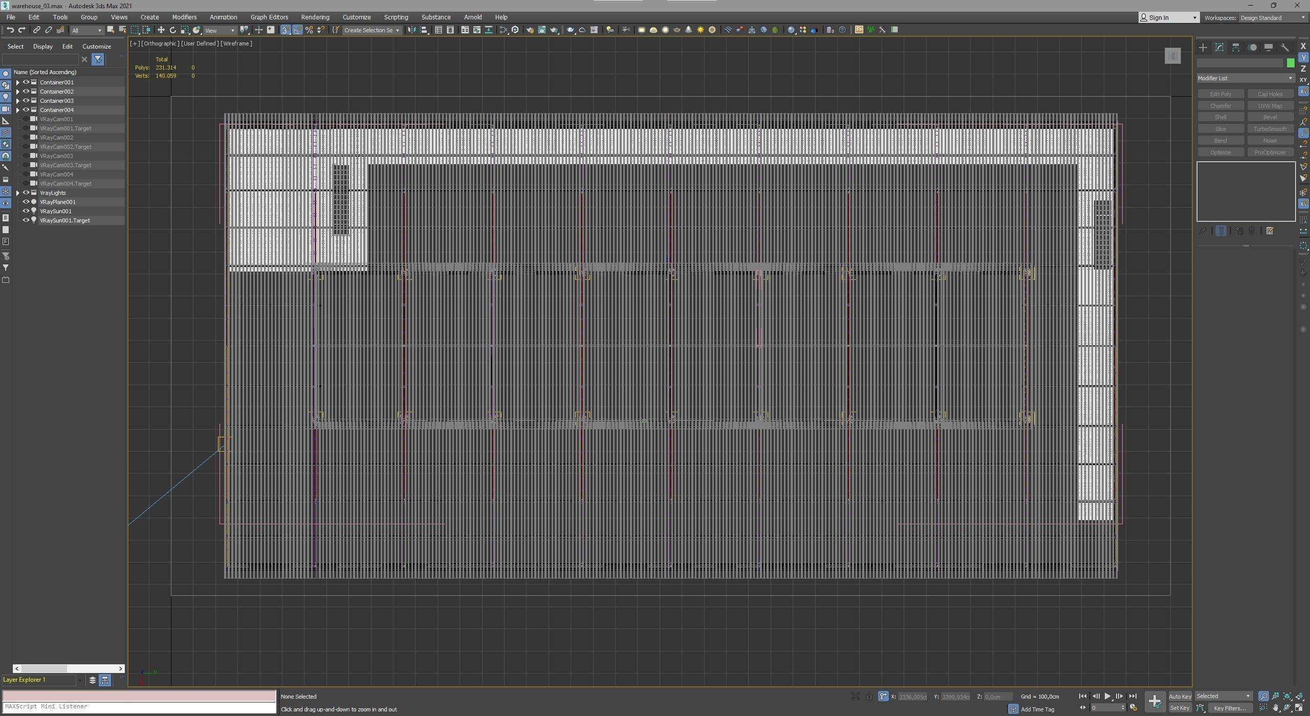 Curved Roof Warehouse Low-poly 3D model_6