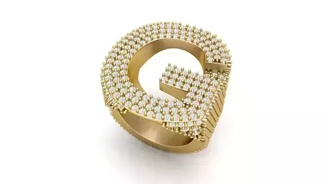 G Letter Diamond  Ring  