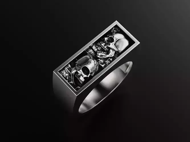 Ring with two buried skulls