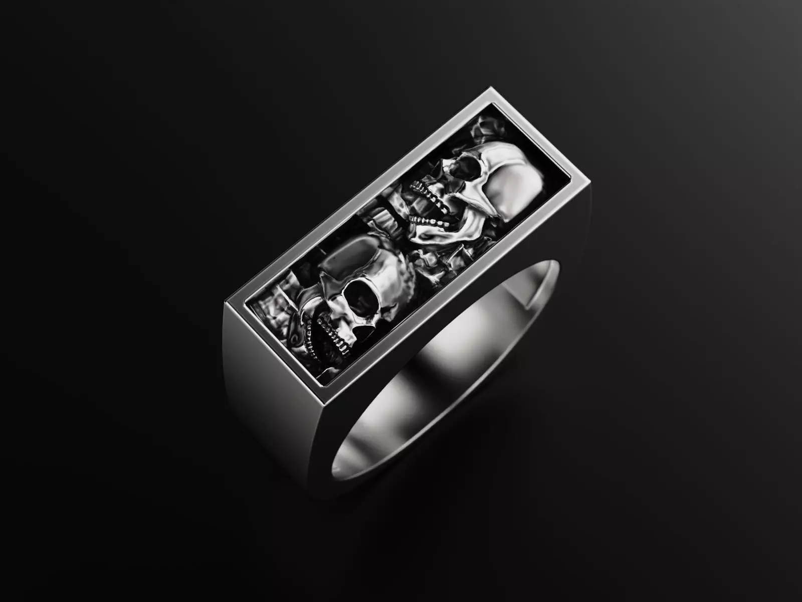 Ring with two buried skulls 3D print model