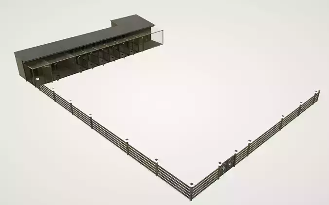 coop 3d model parking lot with fence in middle 3D model