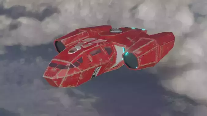 Futuristic Spaceship - concept - low poly -game ready - textured