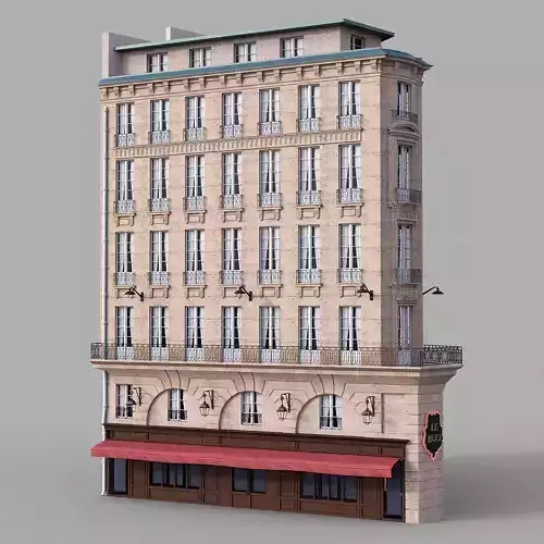 Parisian corner facade 3D model