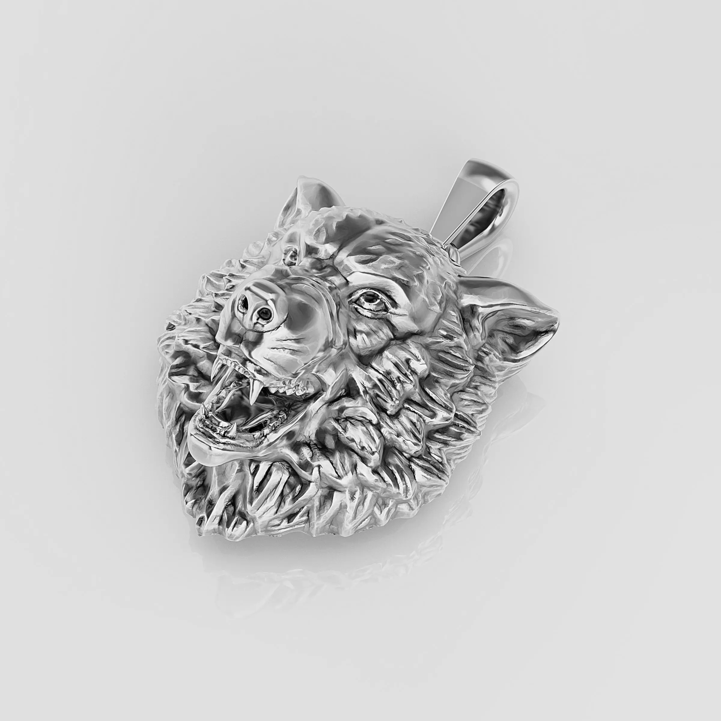 Wolf pendant 3D print model_0