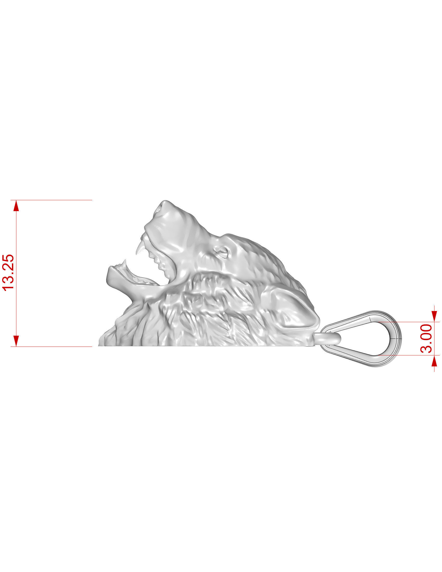 Wolf pendant 3D print model_4
