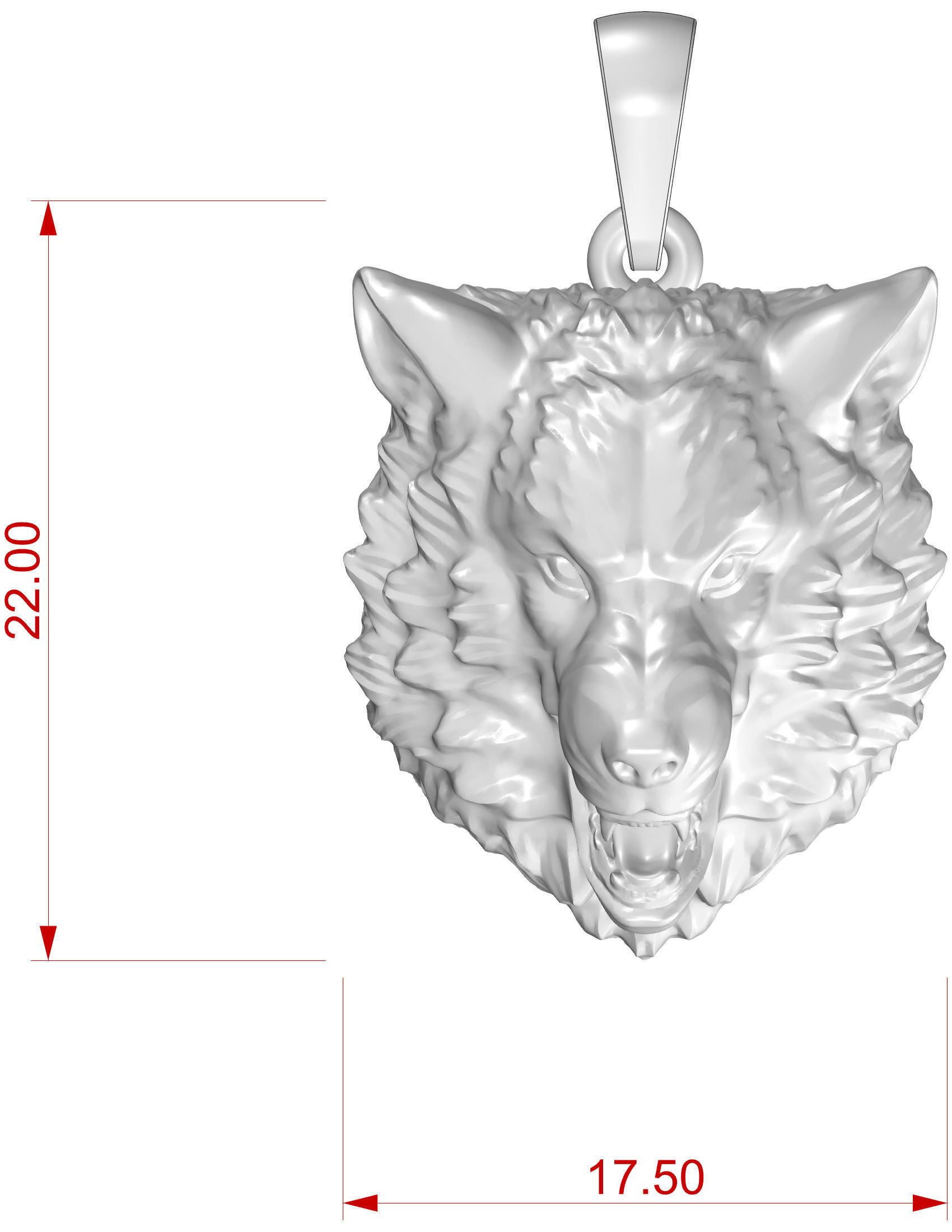 Wolf pendant 3D print model_3
