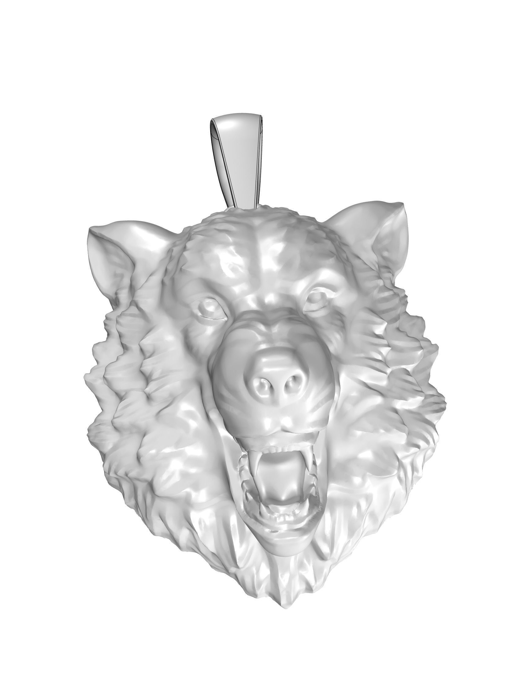 Wolf pendant 3D print model_8