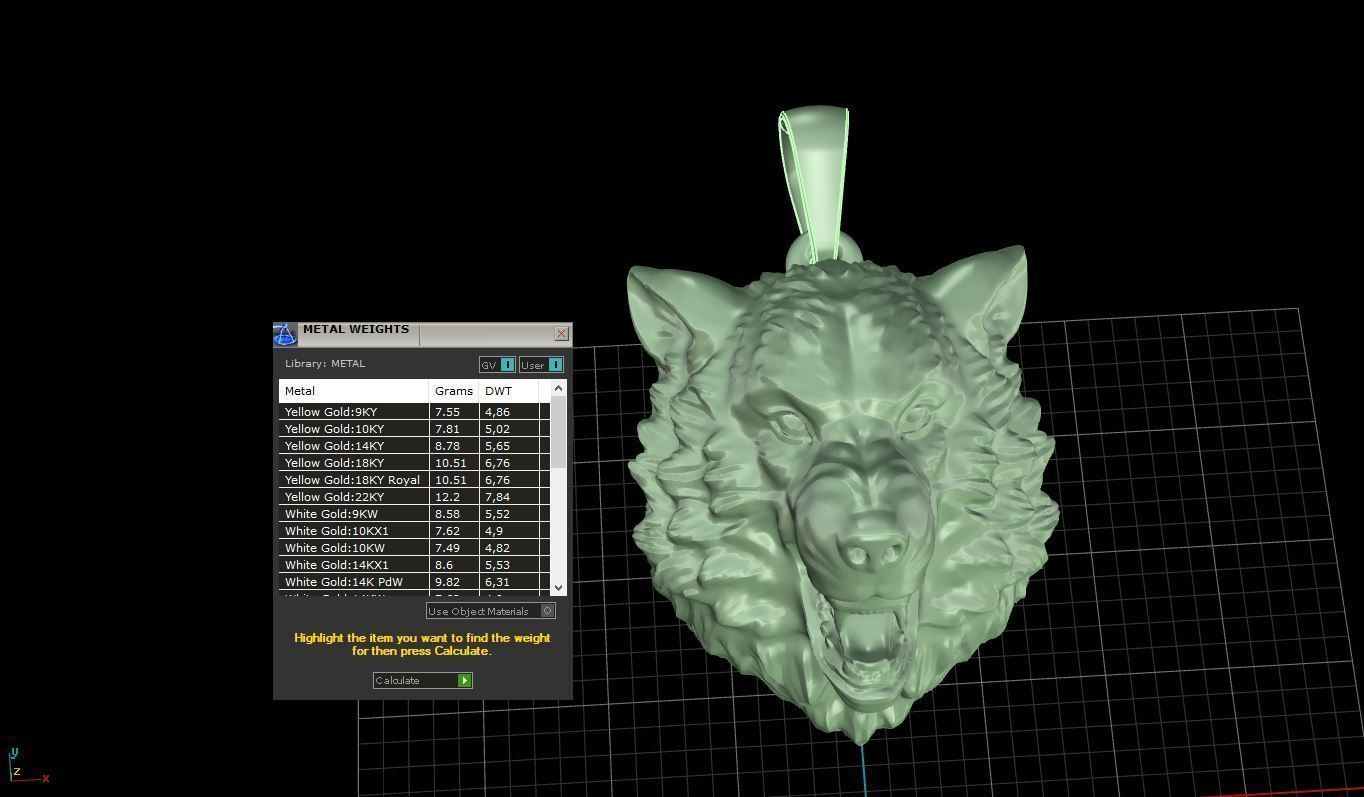 Wolf pendant 3D print model_9