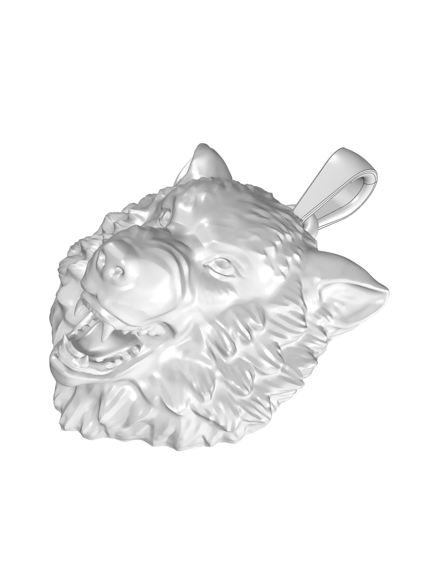 Wolf pendant 3D print model_5