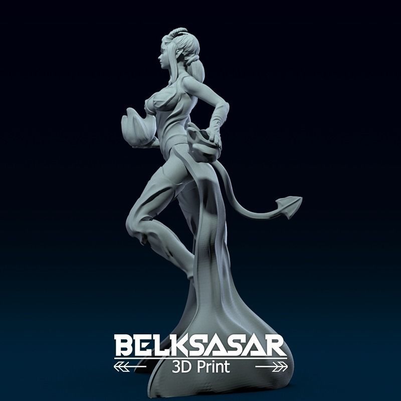 Female Warlock Tiefling 3D print model_2
