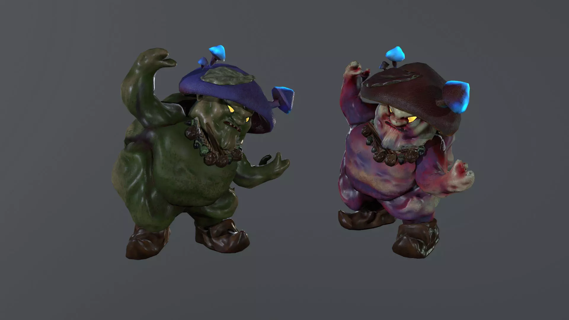 Angry Mushroom 3D character Low-poly 3D model_0