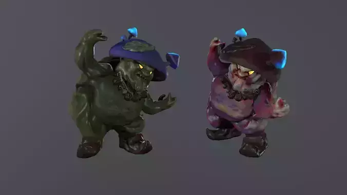 Angry Mushroom 3D character Low-poly 3D model
