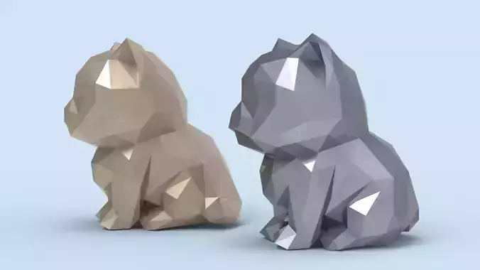 Low Poly Kitten STL polygonal cat