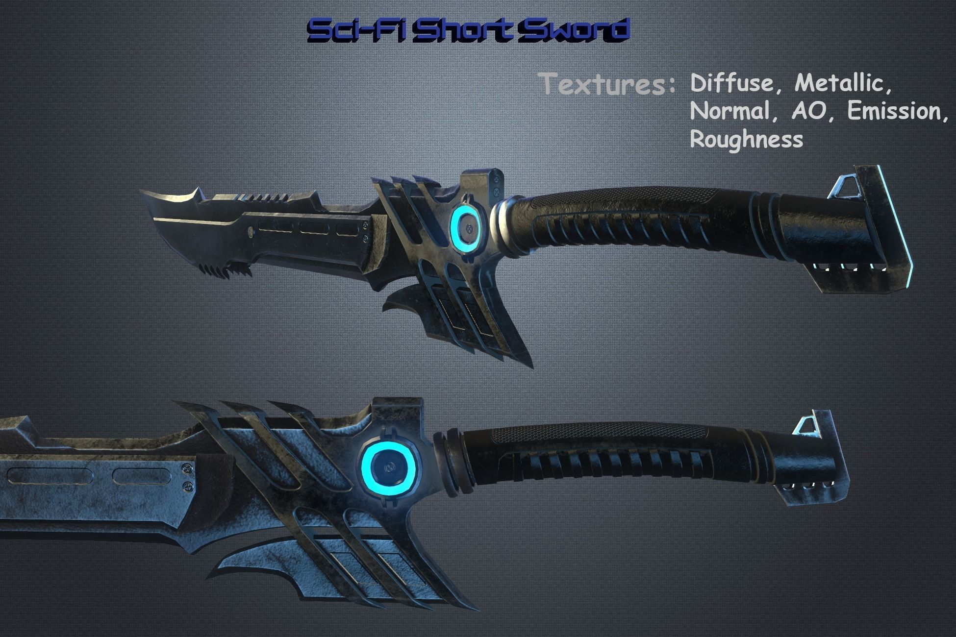 Sci-fi Short Sword Low-poly 3D model_1