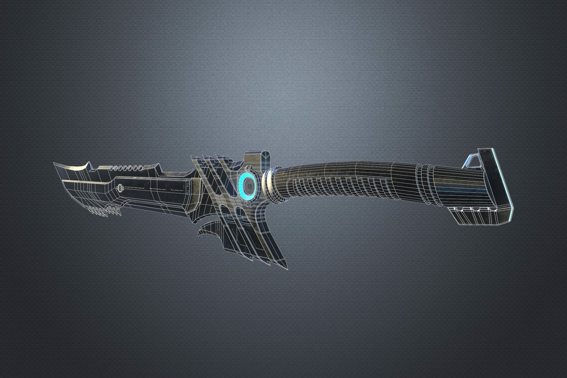 Sci-fi Short Sword Low-poly 3D model_8