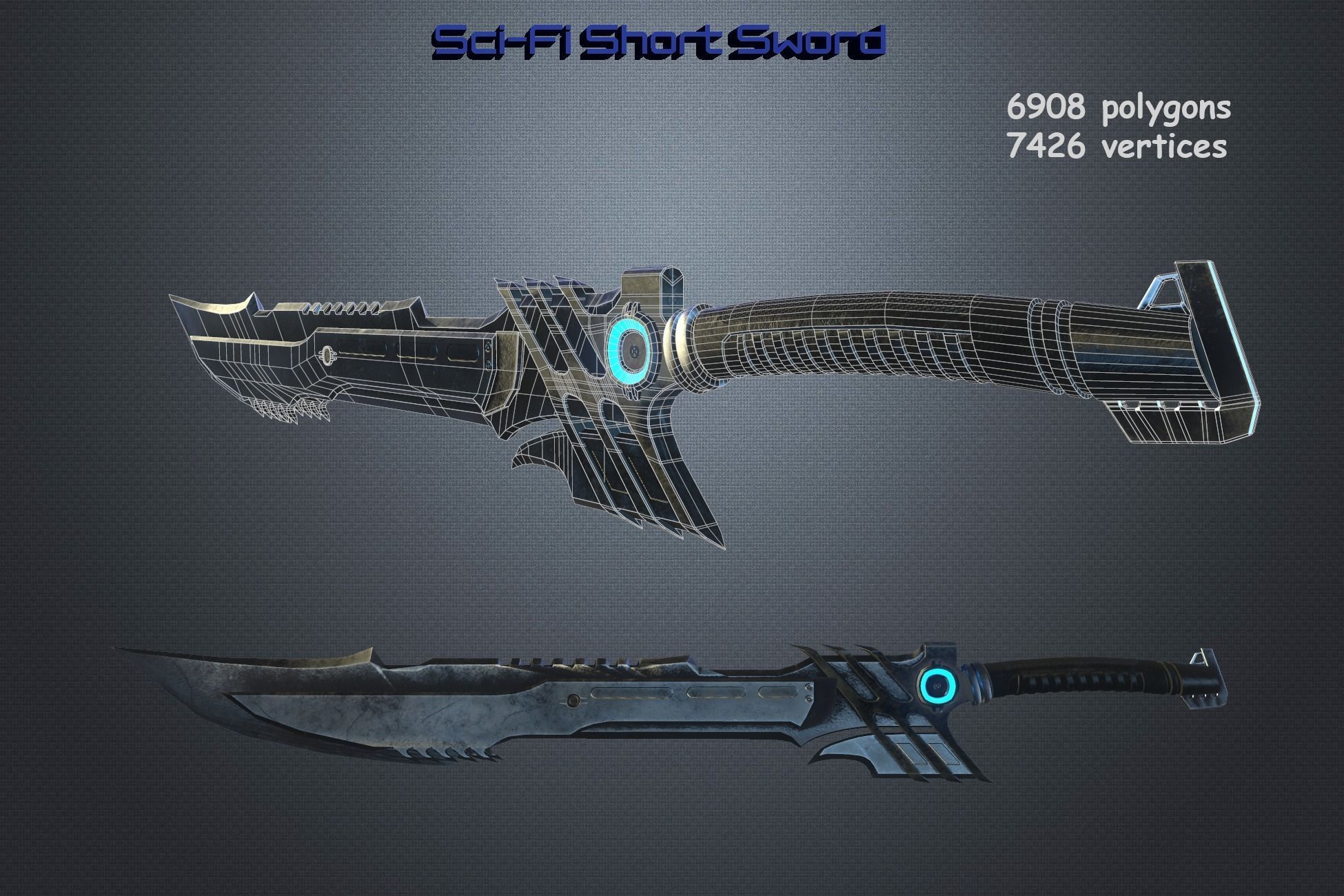 Sci-fi Short Sword Low-poly 3D model_2