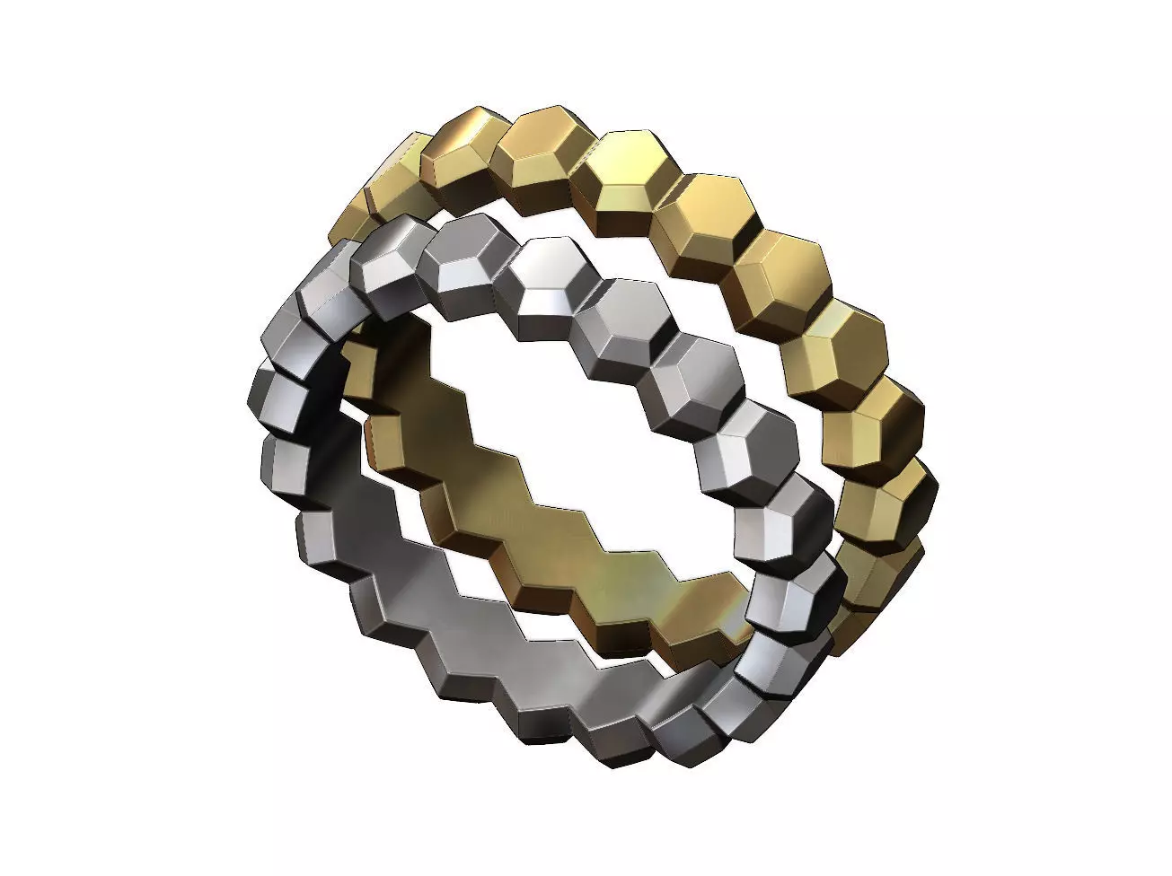 Hexagonal Faceted norrow band 3D print model