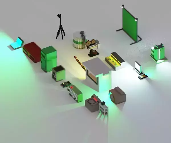 Abstract Lions Voxel Pack 2 Free low-poly 3D model