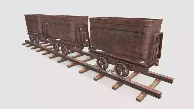 Mine Wagon 8 Low-poly 3D model
