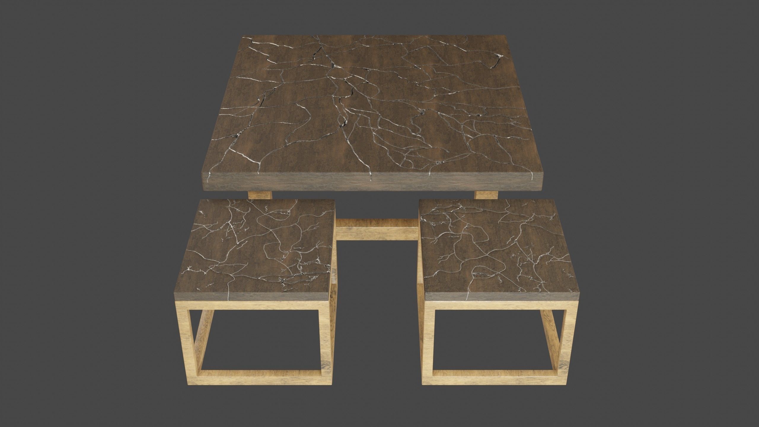 KINTSUGI COFFEE TABLE SET Low-poly 3D model_20