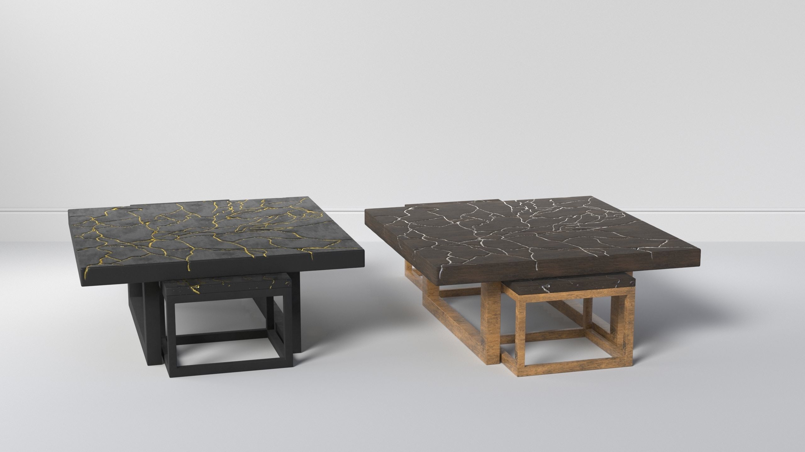 KINTSUGI COFFEE TABLE SET Low-poly 3D model_4