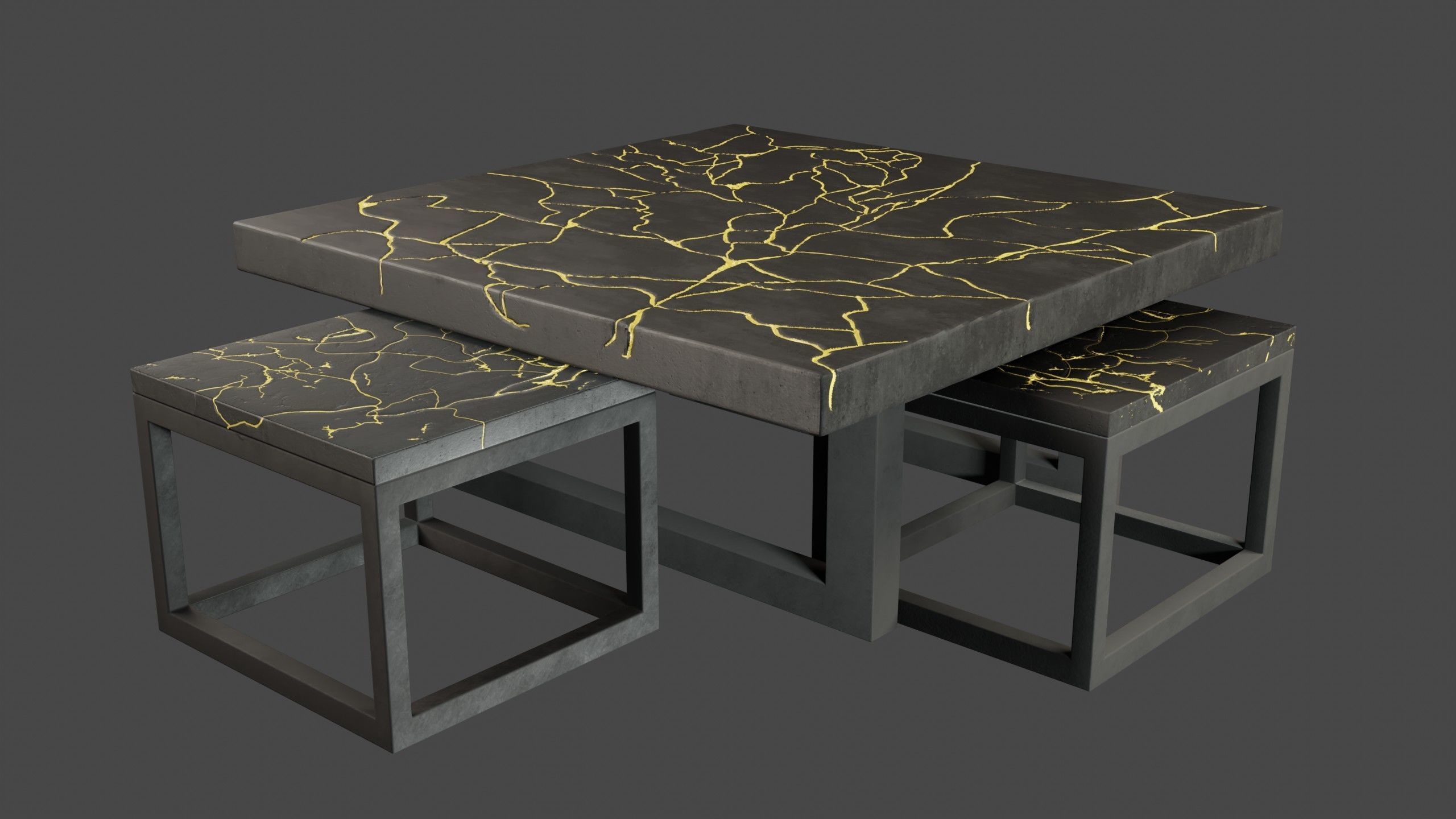 KINTSUGI COFFEE TABLE SET Low-poly 3D model_13
