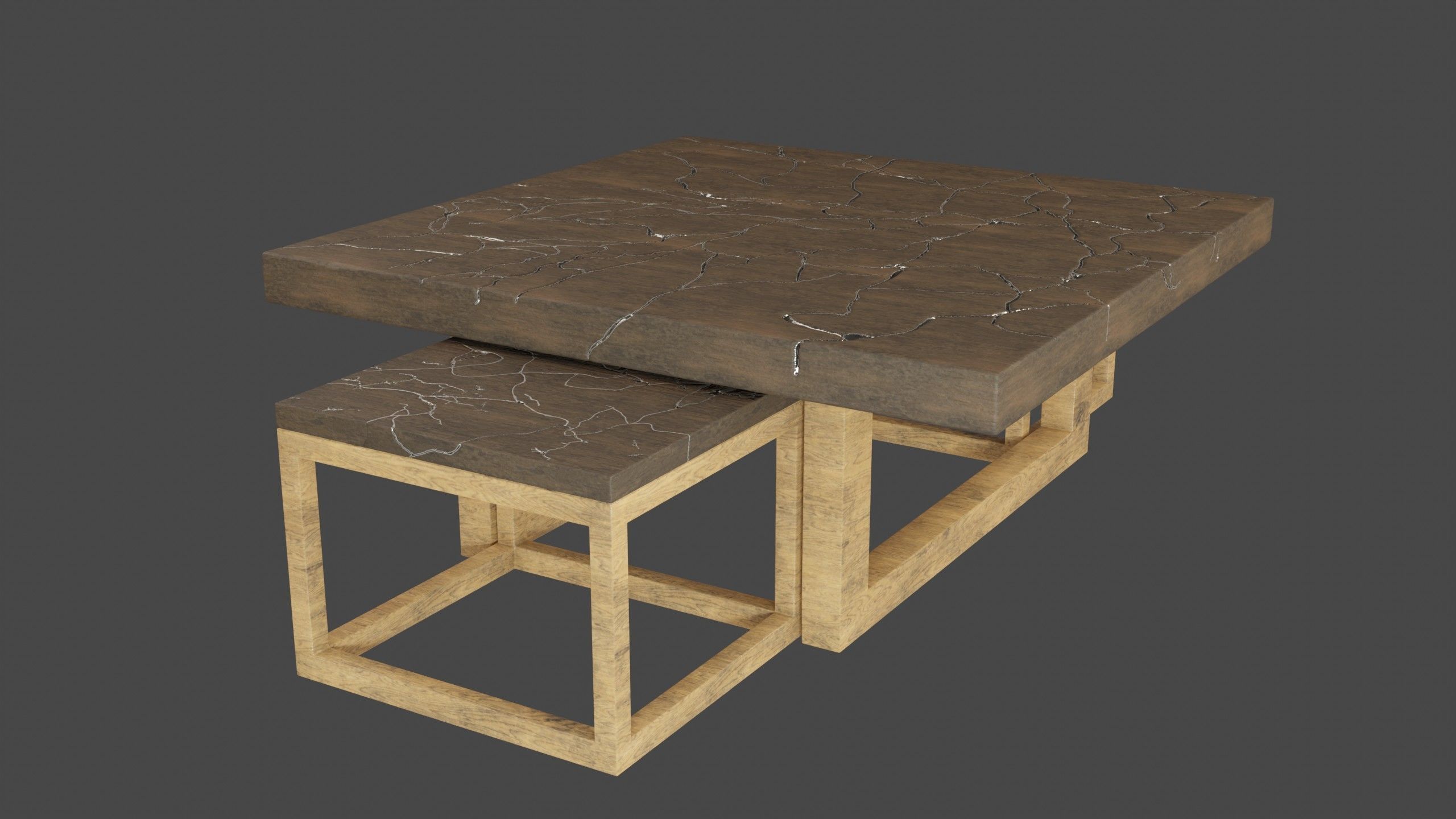 KINTSUGI COFFEE TABLE SET Low-poly 3D model_16