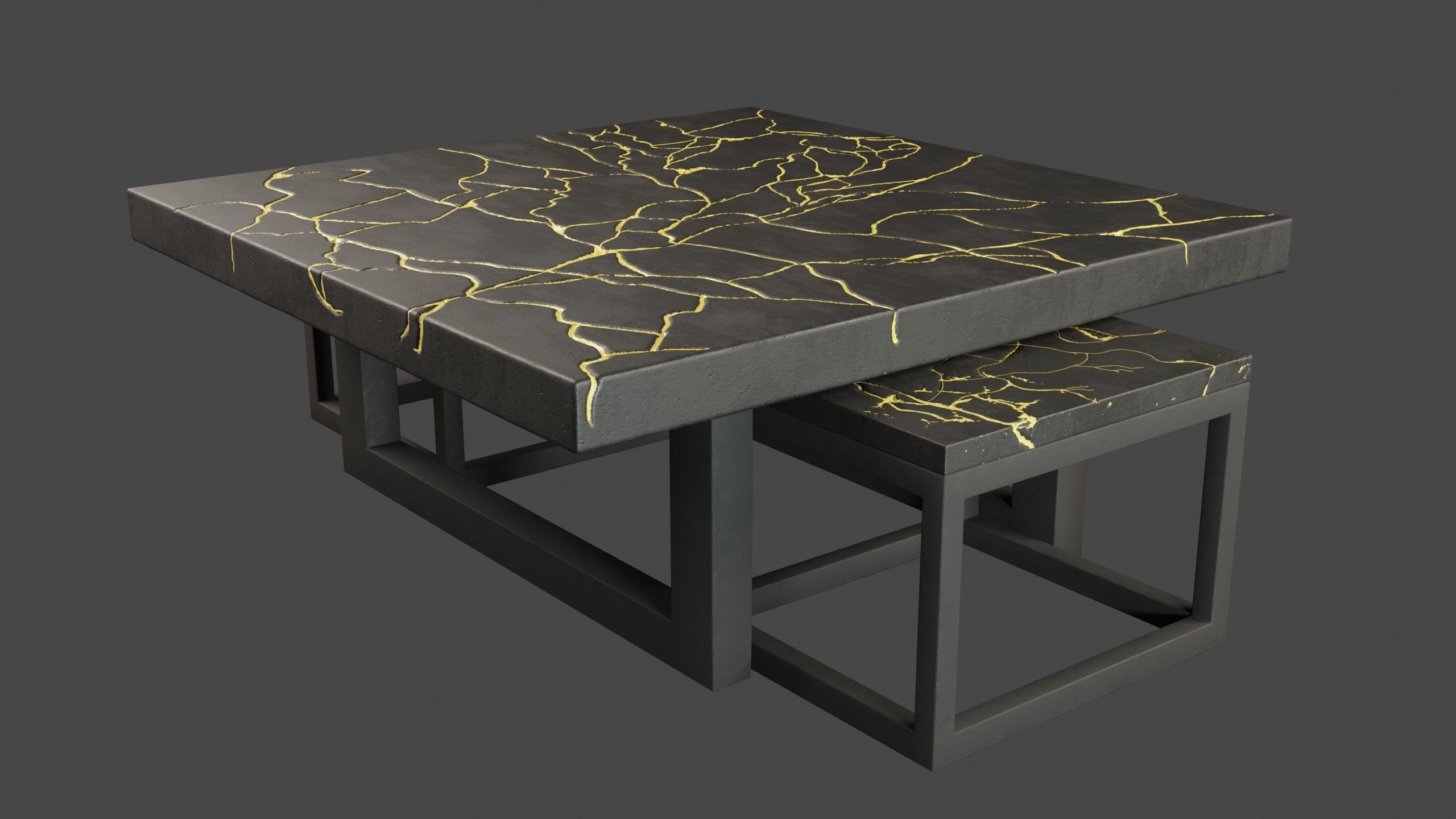 KINTSUGI COFFEE TABLE SET Low-poly 3D model_21