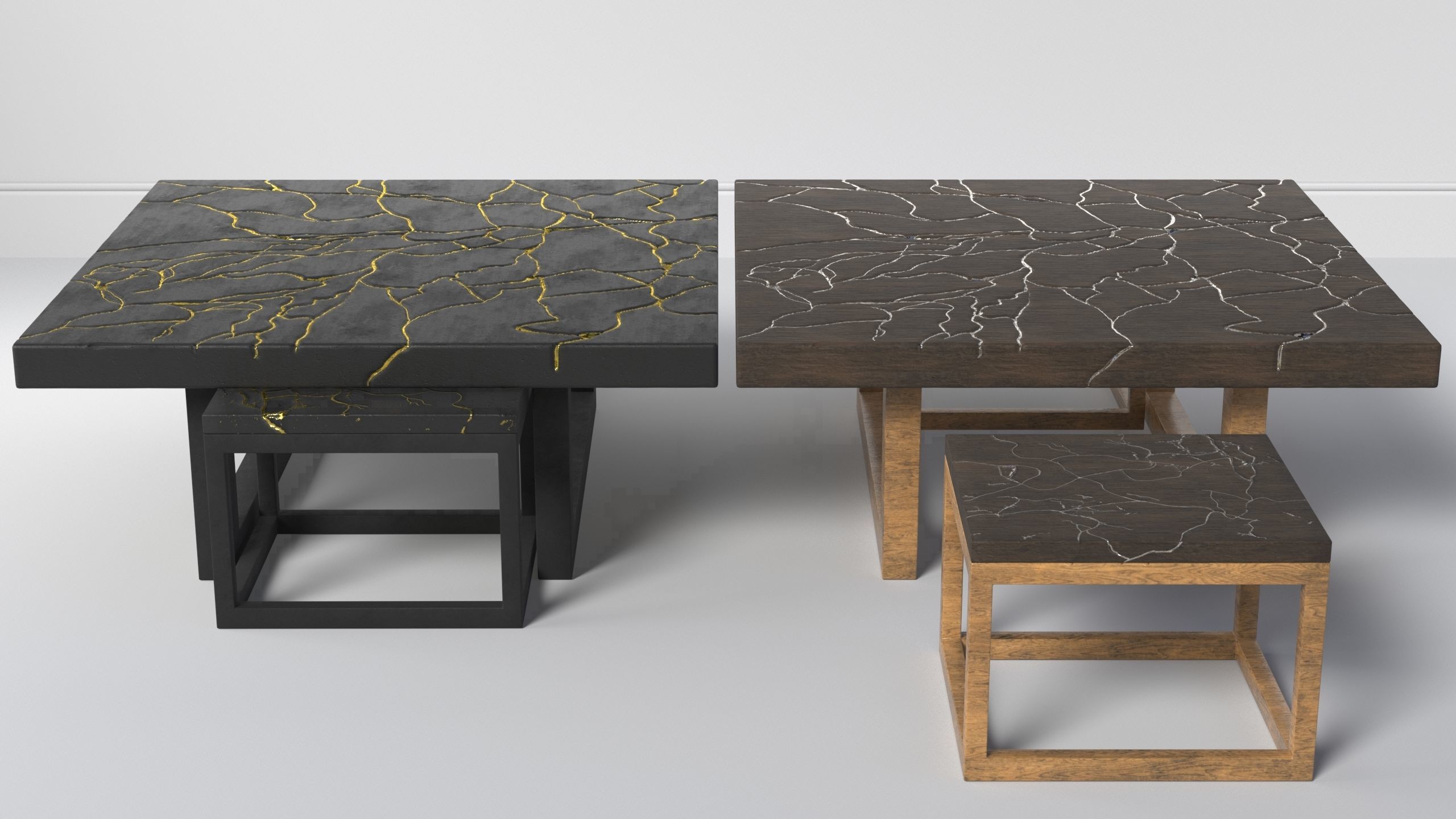 KINTSUGI COFFEE TABLE SET Low-poly 3D model_5