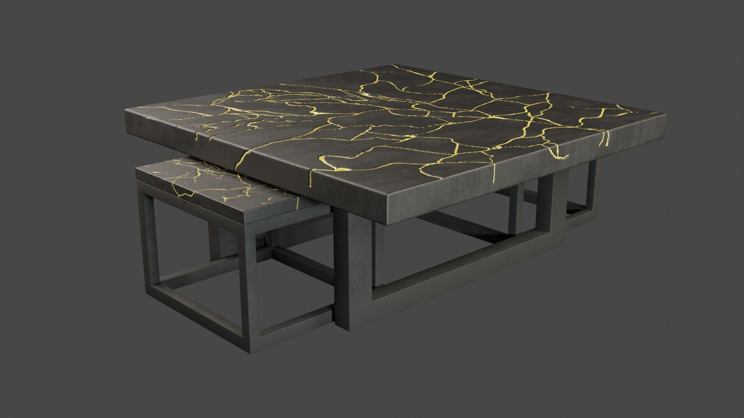 KINTSUGI COFFEE TABLE SET Low-poly 3D model_11