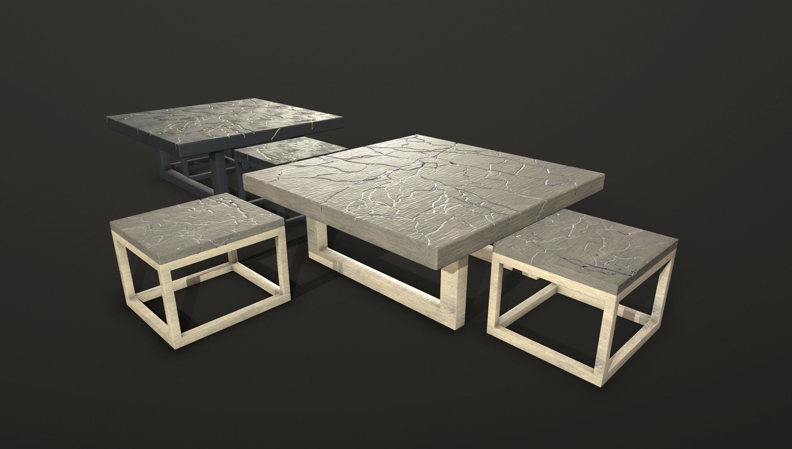 KINTSUGI COFFEE TABLE SET Low-poly 3D model_25