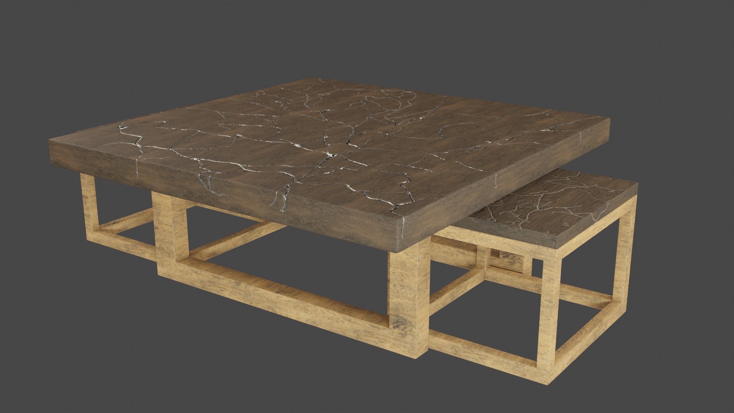 KINTSUGI COFFEE TABLE SET Low-poly 3D model_14