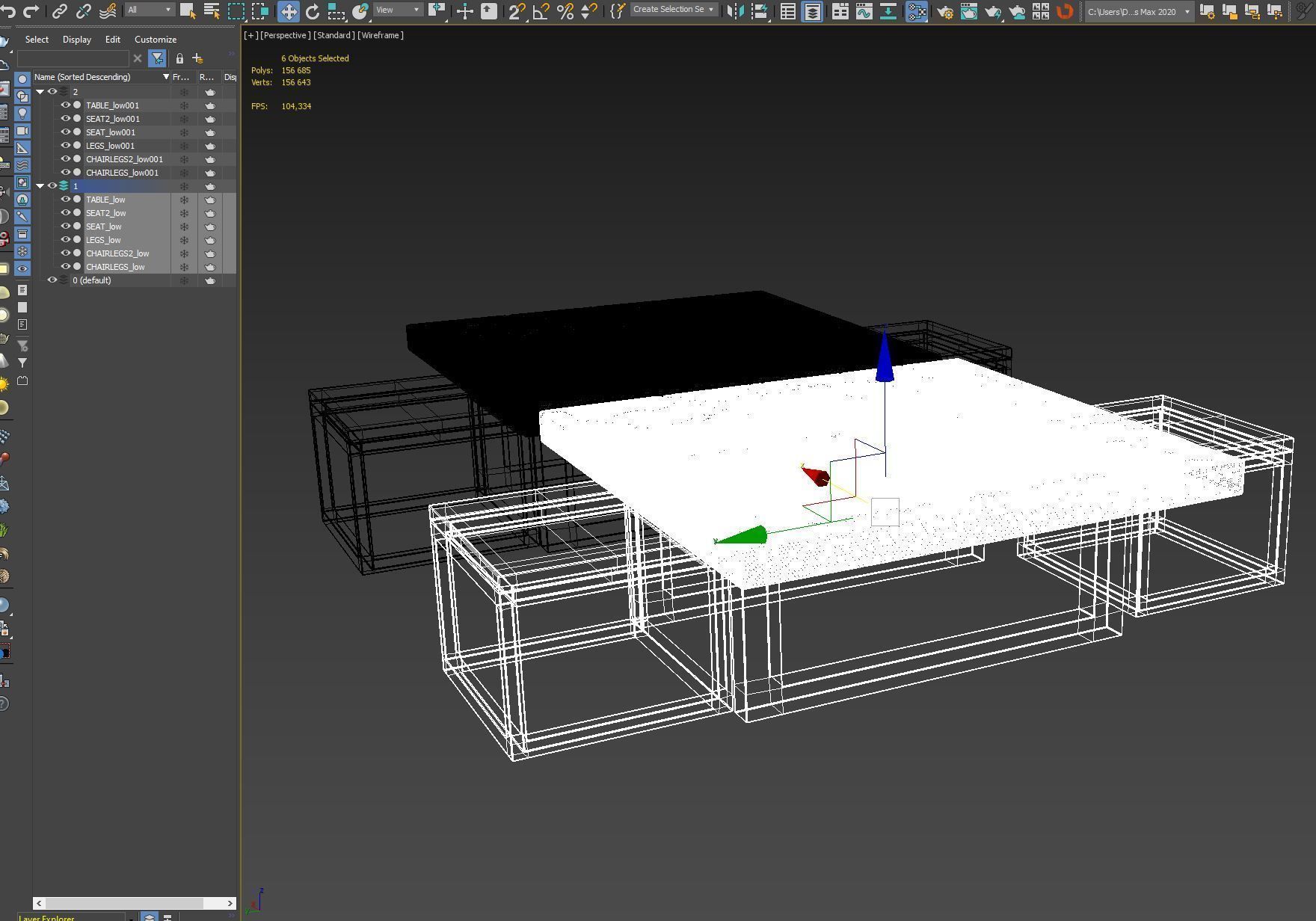 KINTSUGI COFFEE TABLE SET Low-poly 3D model_23