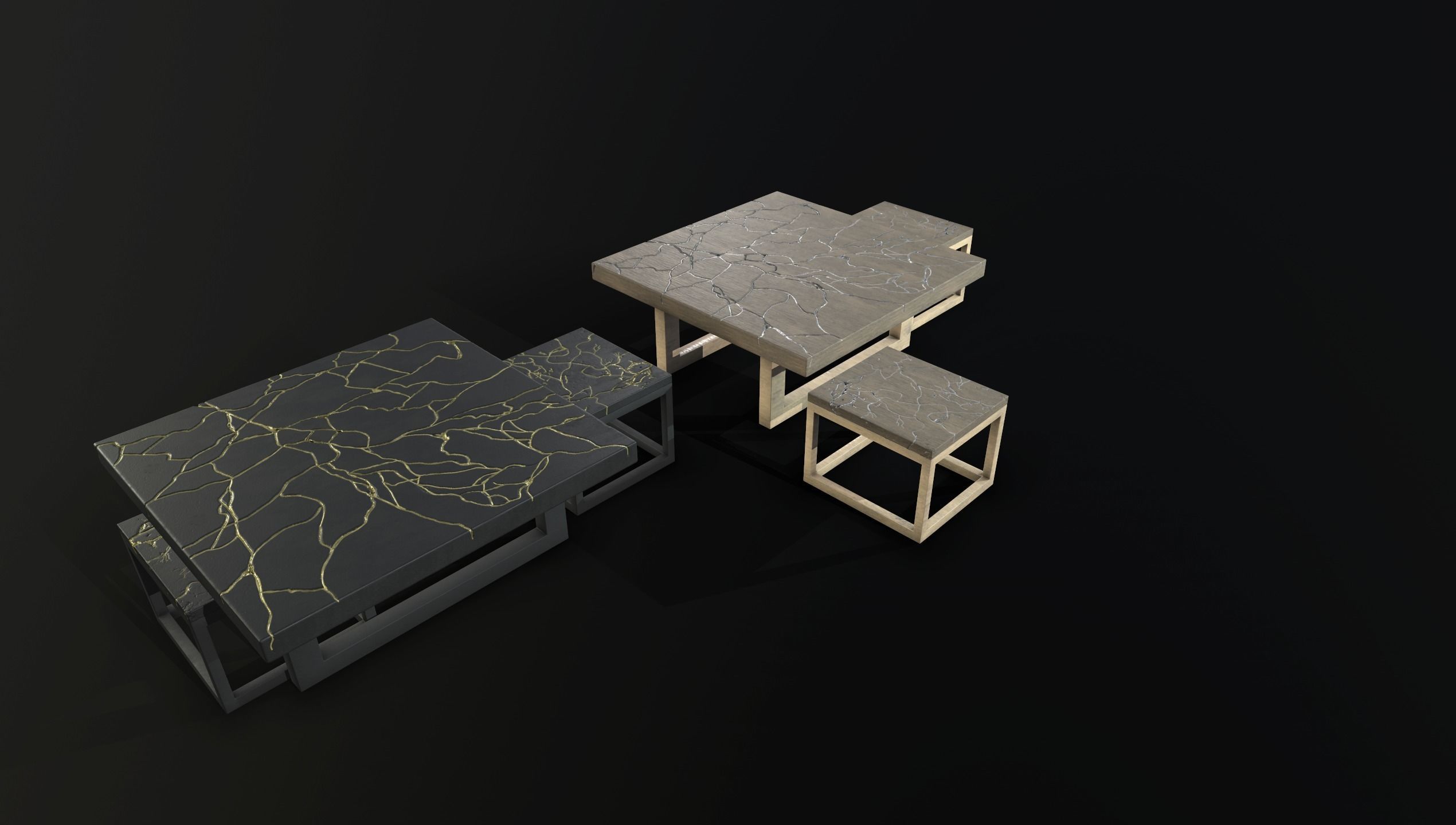 KINTSUGI COFFEE TABLE SET Low-poly 3D model_26