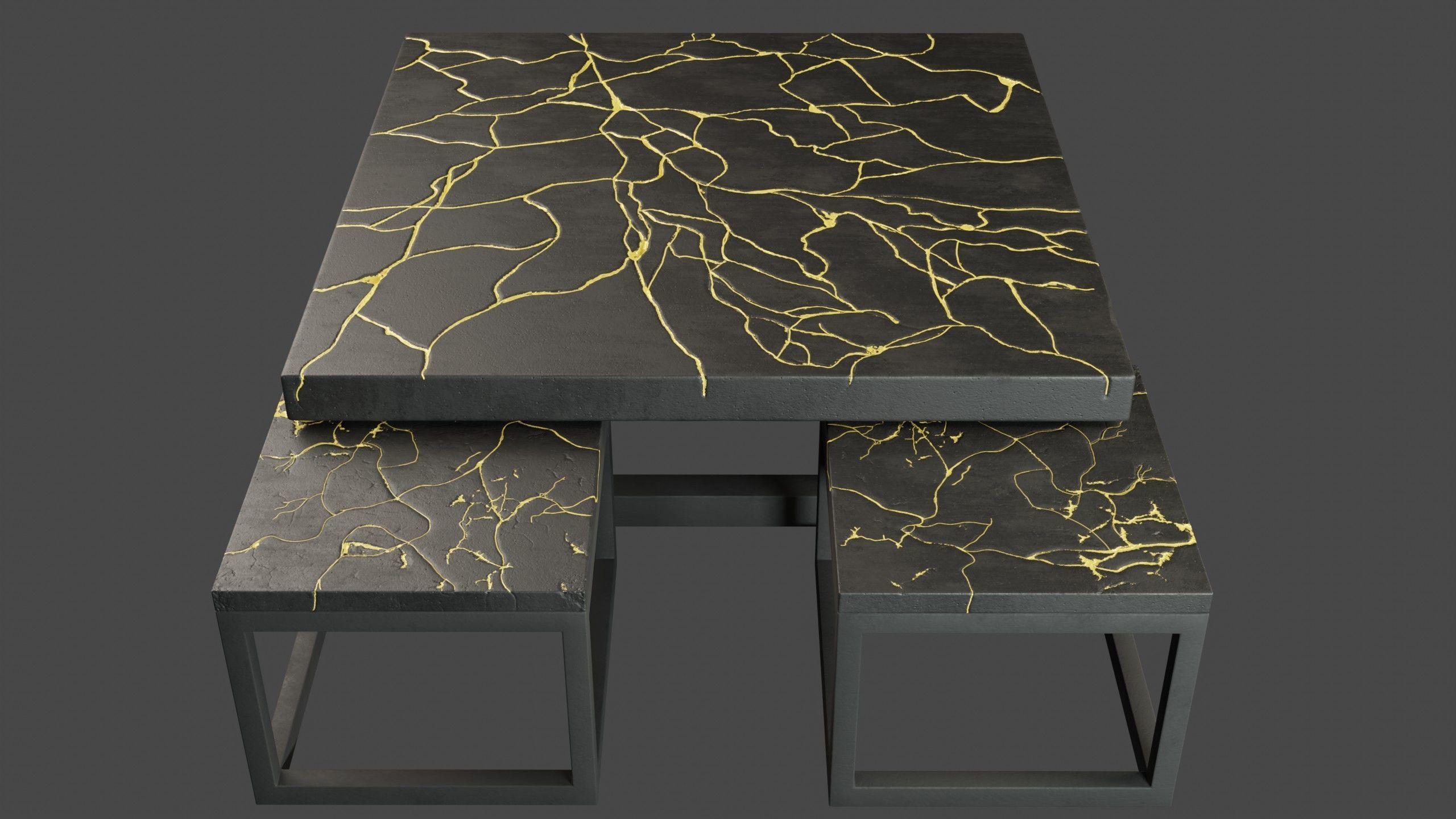 KINTSUGI COFFEE TABLE SET Low-poly 3D model_22